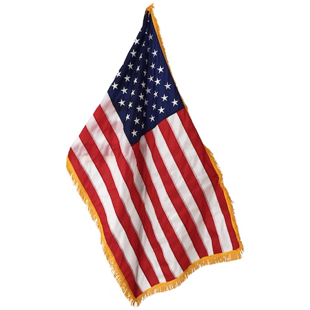 Global Flags Unlimited US Indoor Nylon Flag 5'x8' with Gold Fringe 200051F